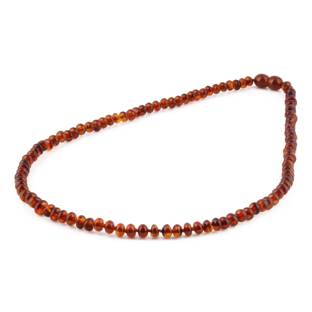 Baltic Amber Adult Necklace Roundel Dark Cognac