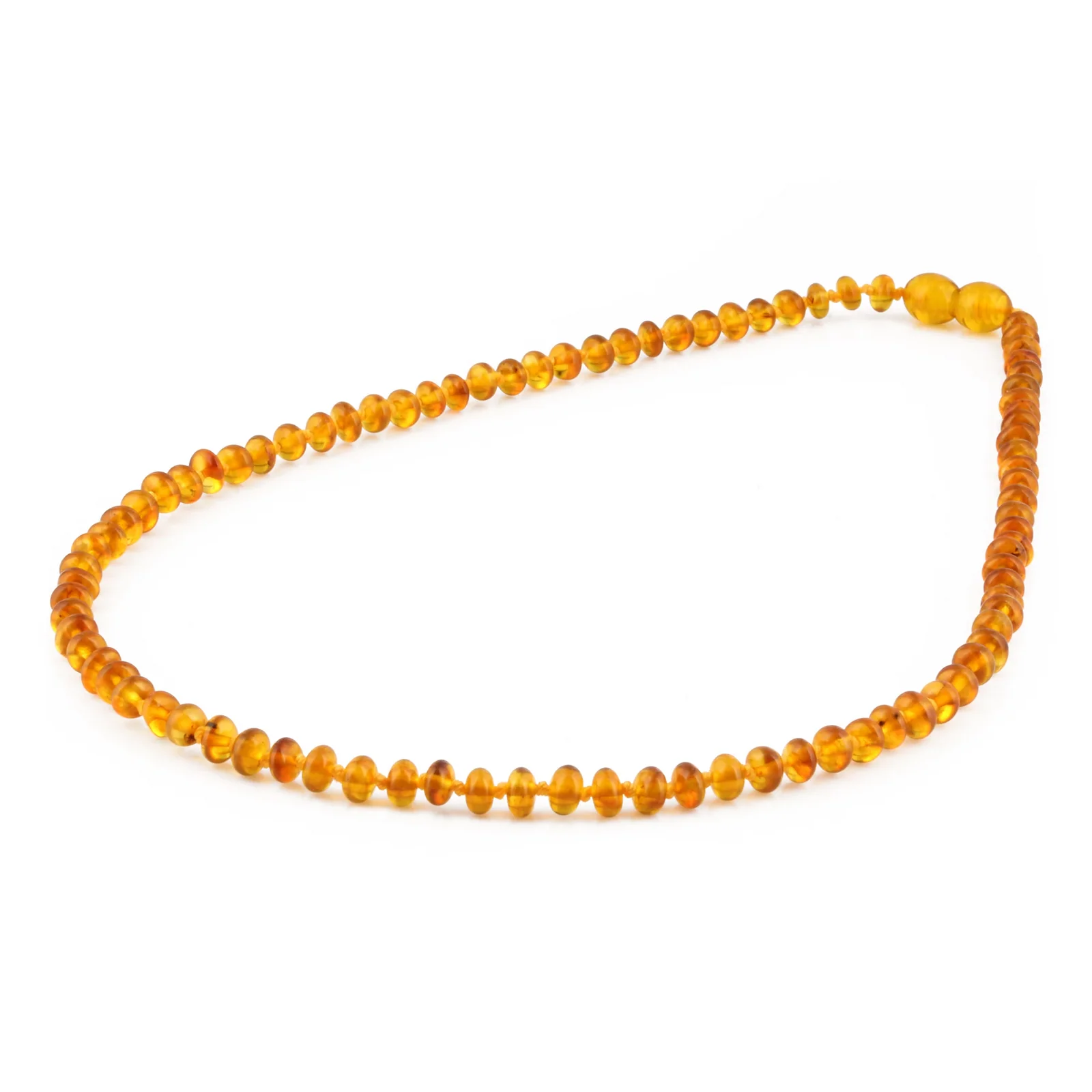 Baltic Amber Adult Necklace Roundel Light Cognac Glossy Finish