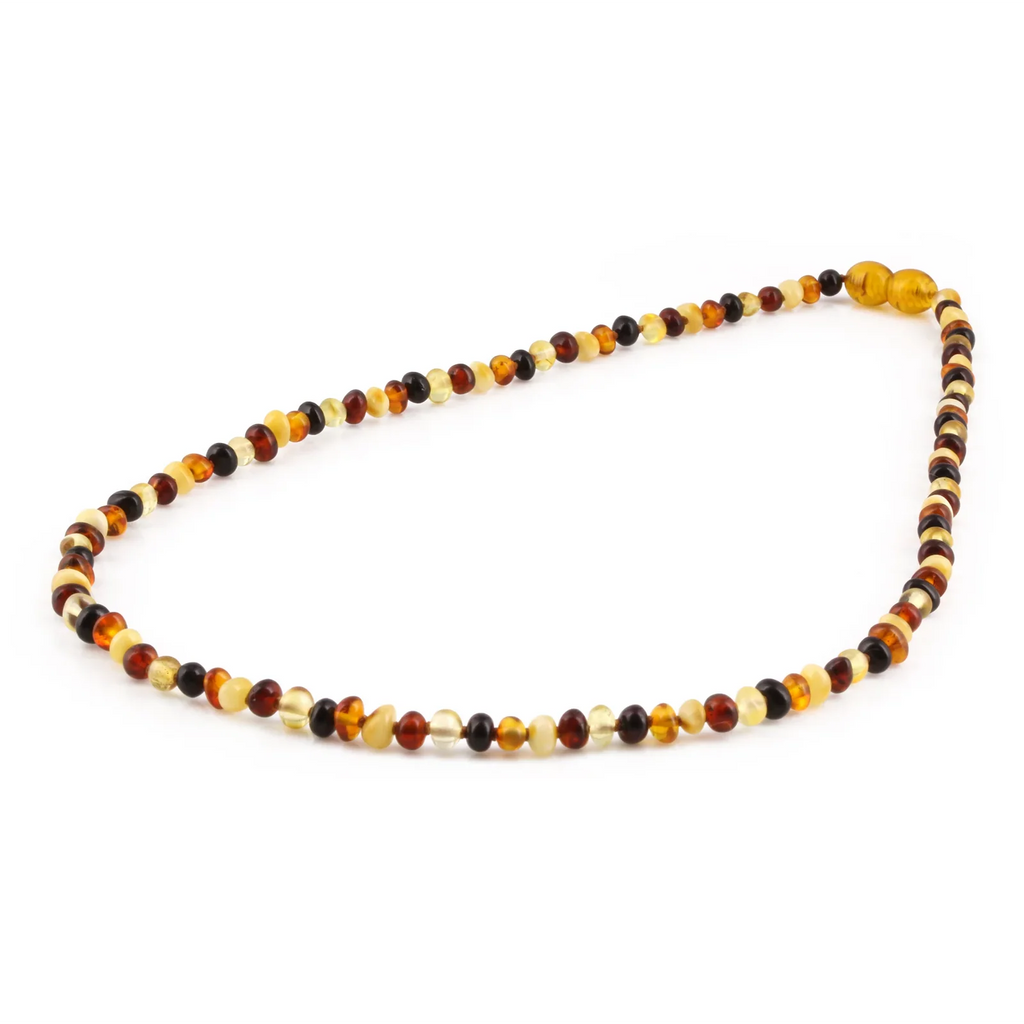 Baltic Amber Adult Necklace Baroque Multicolor Glossy Finish